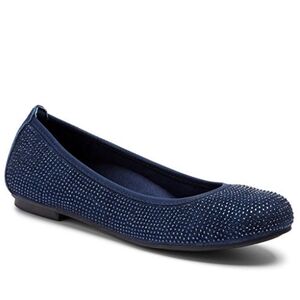 Vionic Women's Spark Willow Ballet Flat Slip-On Orthaheel Rhinestone Loafer Navy